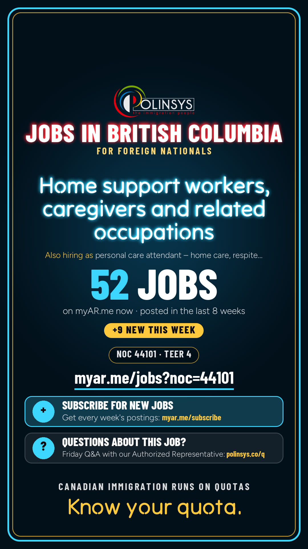 Job card: Home support workers, caregivers and related occupations (NOC 44101) — 52 jobs on myAR.me